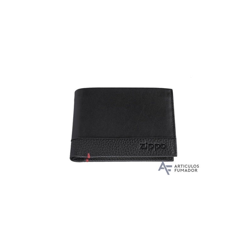 BILLETERO ZIPPO NAPPA BI-FOLD BLACK WALLET