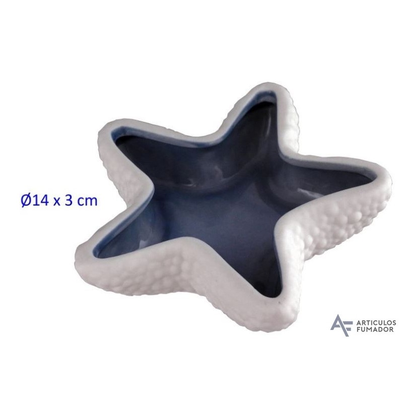 CENICERO AZUL ESTRELLA DE MAR REALISTA 11.5X3 CM