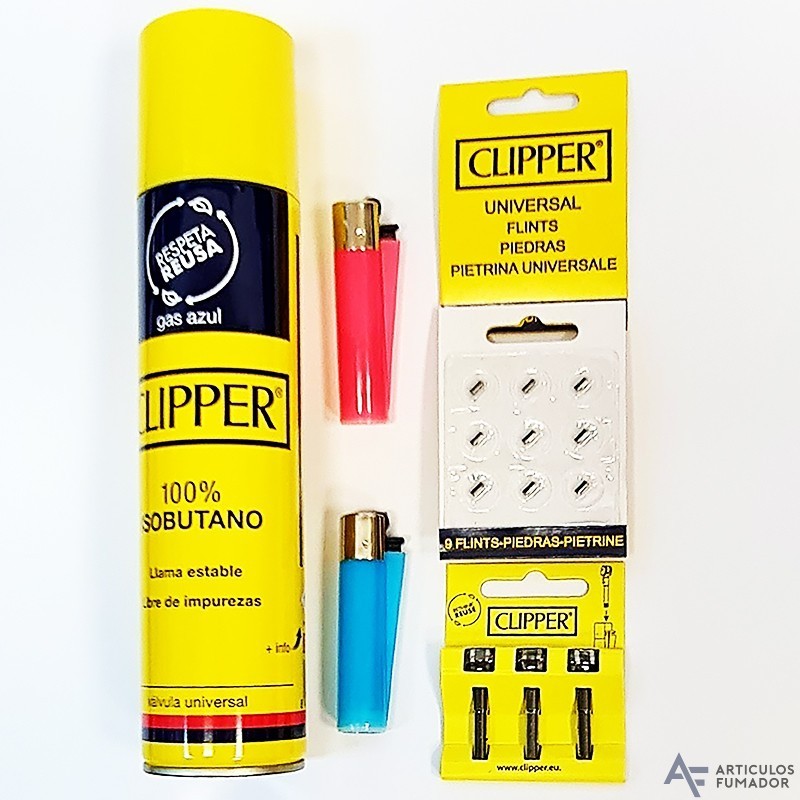 Pack Oferta Clipper 4 Encendedores + Gas Universal 300 ml.